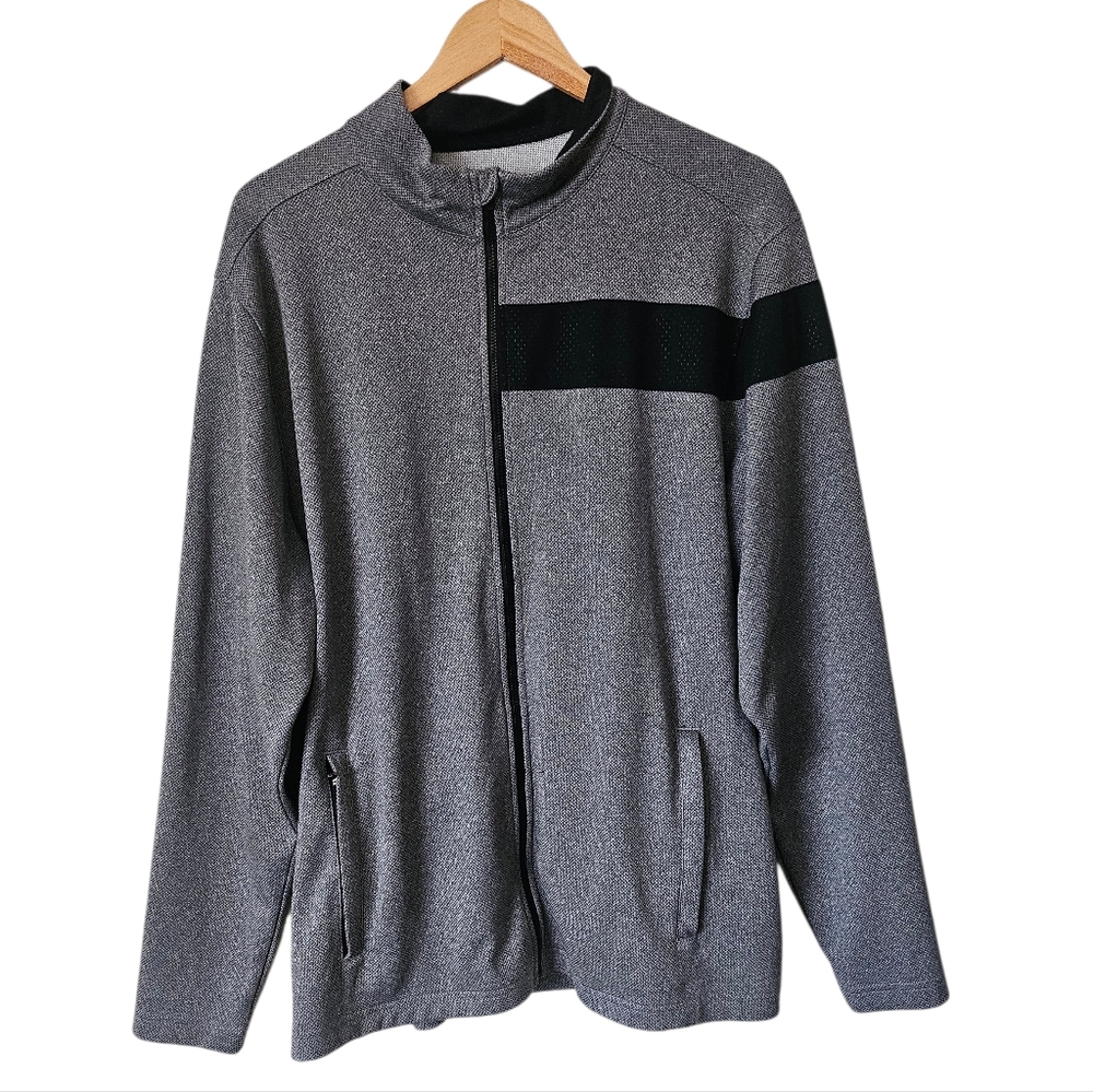 Slazenger Men's Golf Full Zip Jacket, Gray Black Outdoor Athleisure, Size XL